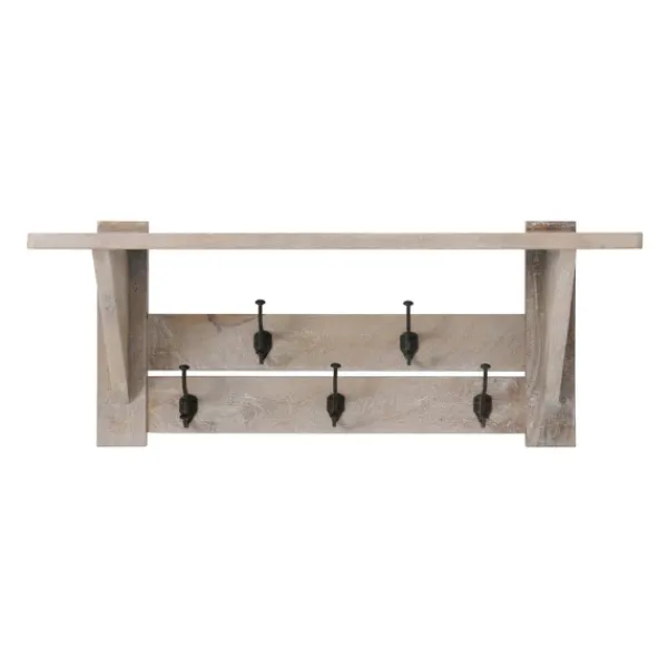 Entryway Furniture-Kirkland's Home Natural Mango Wood 2-Pc. Wall Hook And Bench Set