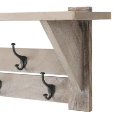 Entryway Furniture-Kirkland's Home Natural Mango Wood 2-Pc. Wall Hook And Bench Set