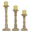 Candle Holders-Kirkland's Home Natural Mango Wood Pillar Candle Holders, Set Of 3 Brown