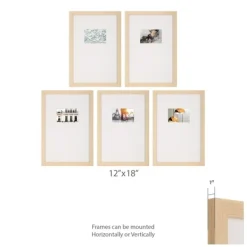 Gallery Wall Frames-Kirkland's Home Natural Offset Mat 4X6 5-Pc. Gallery Wall Set Tan