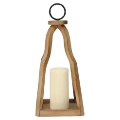 Lanterns-Kirkland's Home Natural Open Wood Frame Lantern Brown/Black