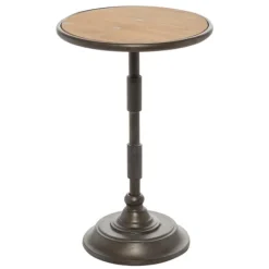 Accent & End Tables-Kirkland's Home Natural Pine And Gray Metal Accent Table, 21 In. Brown/Gray