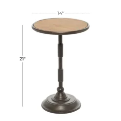 Accent & End Tables-Kirkland's Home Natural Pine And Gray Metal Accent Table, 21 In. Brown/Gray