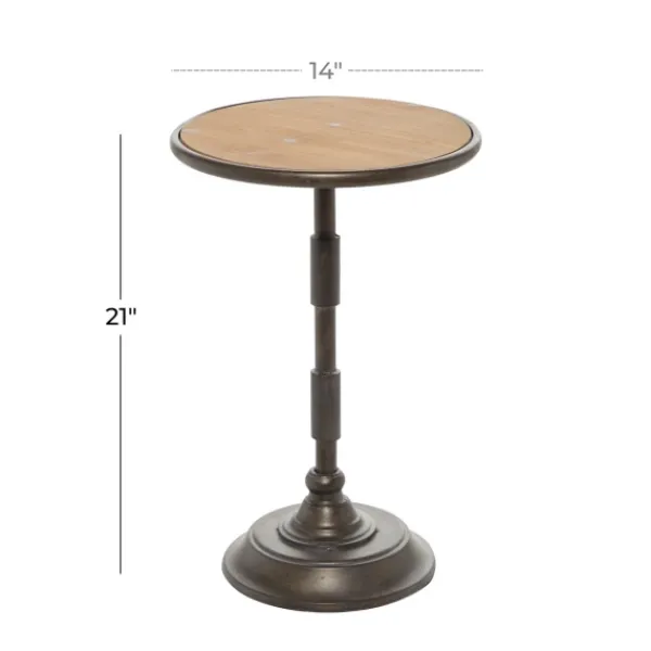Accent & End Tables-Kirkland's Home Natural Pine And Gray Metal Accent Table, 21 In. Brown/Gray