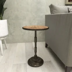 Accent & End Tables-Kirkland's Home Natural Pine And Gray Metal Accent Table, 21 In. Brown/Gray