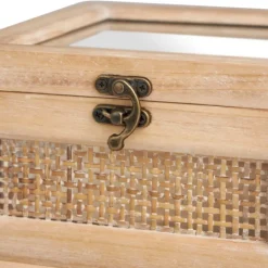 Baskets & Boxes-Kirkland's Home Natural Rat And Glass Top Boxes, Set Of 2 Tan
