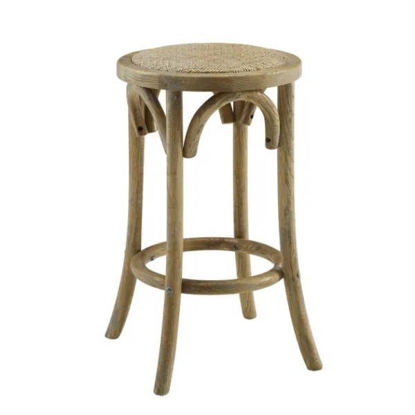 Bar Stools & Counter Height Stools-Kirkland's Home Natural Rat Upholstered Wood Counter Stool Tan