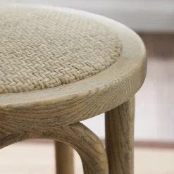 Bar Stools & Counter Height Stools-Kirkland's Home Natural Rat Upholstered Wood Counter Stool Tan