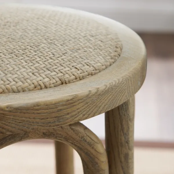 Bar Stools & Counter Height Stools-Kirkland's Home Natural Rat Upholstered Wood Counter Stool Tan
