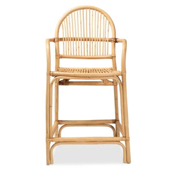 Bar Stools & Counter Height Stools-Kirkland's Home Natural Rat Woven Seat Counter Stool Tan