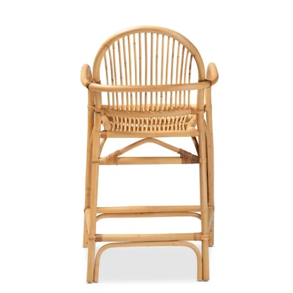 Bar Stools & Counter Height Stools-Kirkland's Home Natural Rat Woven Seat Counter Stool Tan