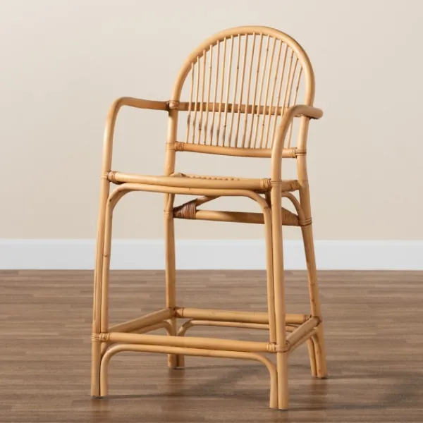 Bar Stools & Counter Height Stools-Kirkland's Home Natural Rat Woven Seat Counter Stool Tan