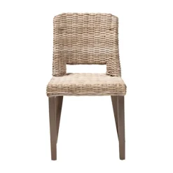 Dining Chairs-Kirkland's Home Natural Rattan Cutout Back Dining Chair Brown