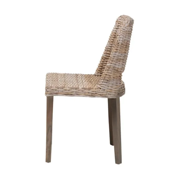 Dining Chairs-Kirkland's Home Natural Rattan Cutout Back Dining Chair Brown
