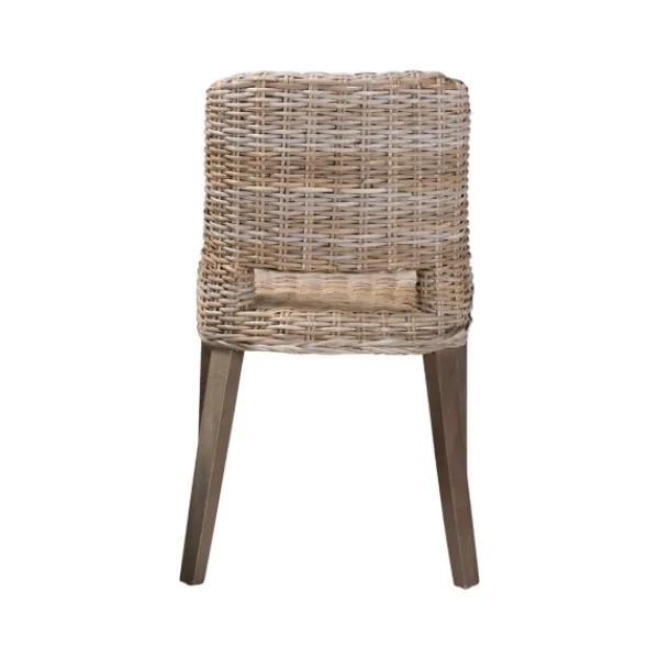 Dining Chairs-Kirkland's Home Natural Rattan Cutout Back Dining Chair Brown