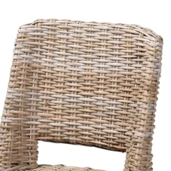 Dining Chairs-Kirkland's Home Natural Rattan Cutout Back Dining Chair Brown