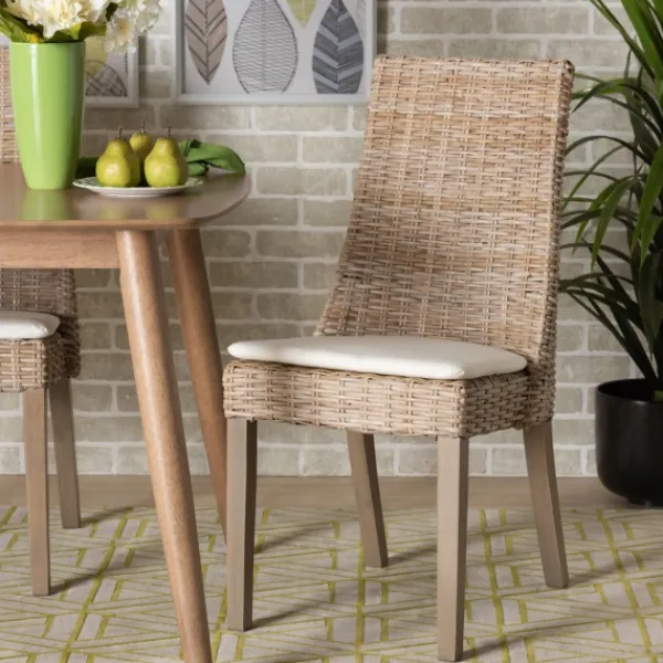 Dining Chairs-Kirkland's Home Natural Rattan High Back Dining Chairs, Set Of 2 Brown