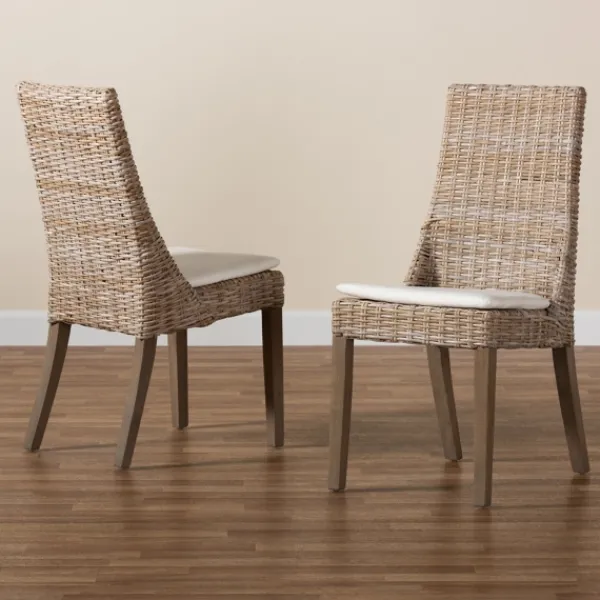 Dining Chairs-Kirkland's Home Natural Rattan High Back Dining Chairs, Set Of 2 Brown
