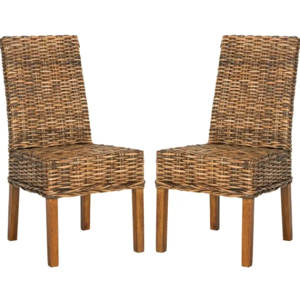 Dining Chairs-Kirkland's Home Natural Rattan Wood Woven 2-Pc. Dining Chair Set Brown