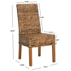 Dining Chairs-Kirkland's Home Natural Rattan Wood Woven 2-Pc. Dining Chair Set Brown