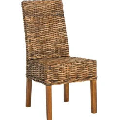 Dining Chairs-Kirkland's Home Natural Rattan Wood Woven 2-Pc. Dining Chair Set Brown