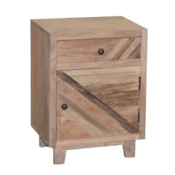 Nightstands-Kirkland's Home Natural Reclaimed Wood Diagonal Slats Nights D Tan