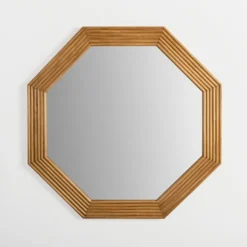 Decorative Mirrors-Kirkland's Home Natural Ribbed Frame Octagon Wall Mirror