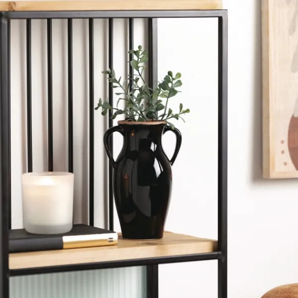Vases-Kirkland's Home Natural Rimmed Onyx Urn Vase Black