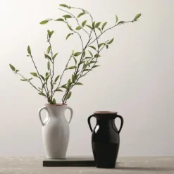 Vases-Kirkland's Home Natural Rimmed Onyx Urn Vase Black