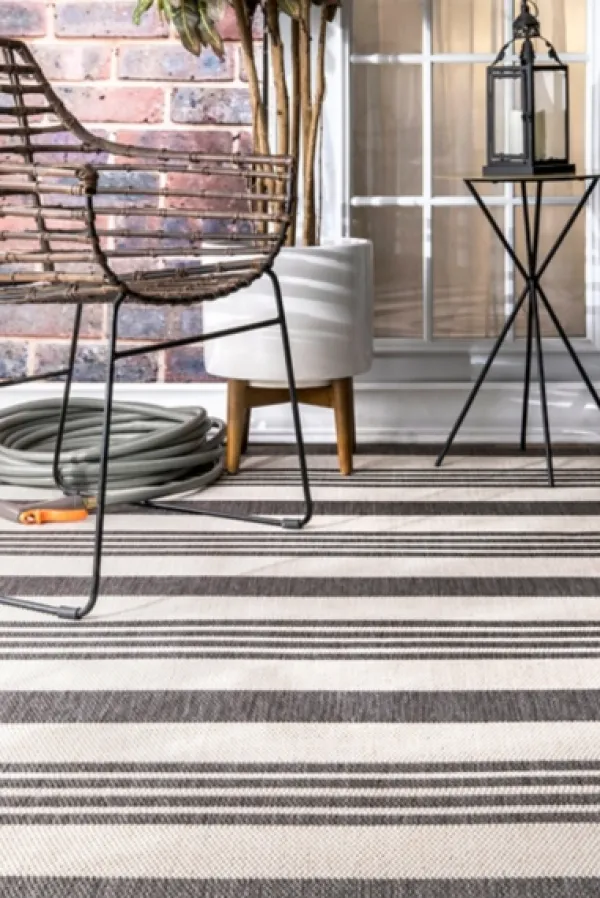 Outdoor Rugs-Kirkland's Home Natural Robin Stripe Outdoor Rug, 5X7 Tan