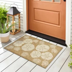 Outdoor Rugs-Kirkland's Home Natural Sand Dollar Outdoor Accent Rug Tan/Ivory