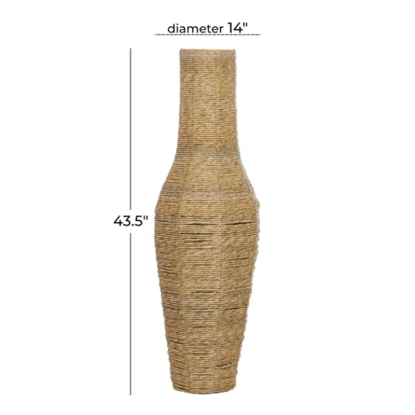 Vases-Kirkland's Home Natural Seagrass Tapered Coastal Vase, 43 In. Tan