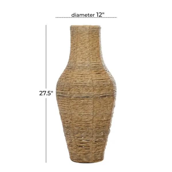 Vases-Kirkland's Home Natural Seagrass Tapered Coastal Vase, 27 In. Tan