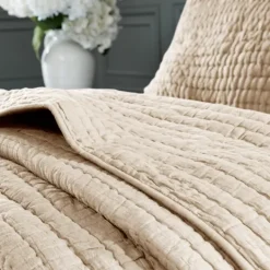 Bedspreads & Coverlets-Kirkland's Home Natural Serene Quilted 3-Pc. King Coverlet Set Tan