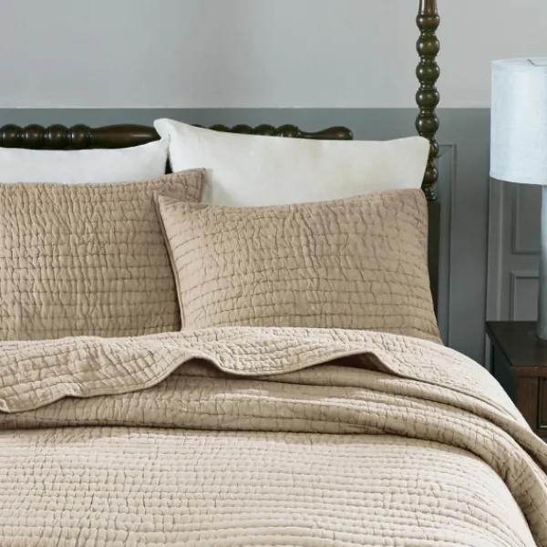 Bedspreads & Coverlets-Kirkland's Home Natural Serene Quilted 3-Pc. Queen Coverlet Set Tan