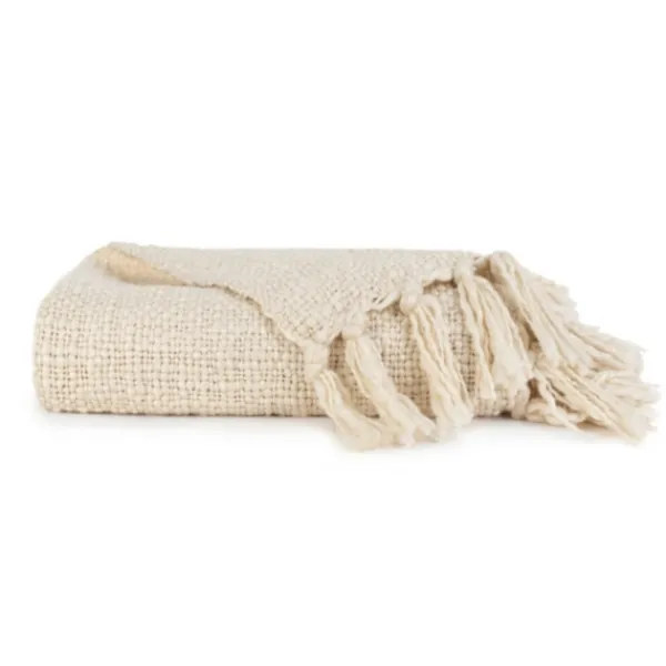 Blankets & Throws-Kirkland's Home Natural Slubbed Yarn Throw Ivory