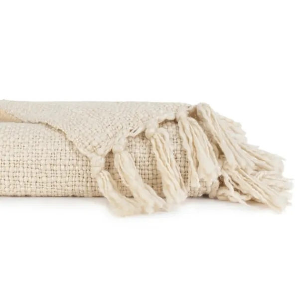Blankets & Throws-Kirkland's Home Natural Slubbed Yarn Throw Ivory
