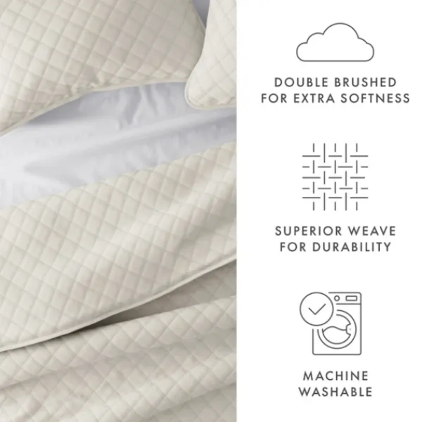 Quilts-Kirkland's Home Natural Stitched Diamond 2-Pc. Twin Quilt Set Ivory