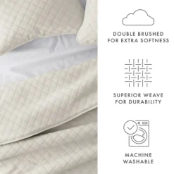 Quilts-Kirkland's Home Natural Stitched Diamond 3-Pc. Queen Quilt Set Ivory