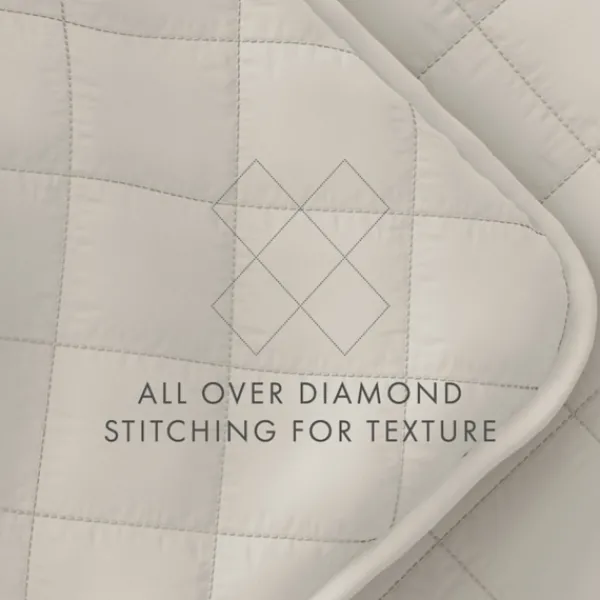 Quilts-Kirkland's Home Natural Stitched Diamond 3-Pc. Queen Quilt Set Ivory
