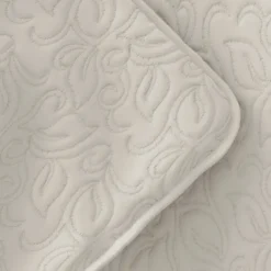 Quilts-Kirkland's Home Natural Stitched Floral 3-Pc. King Quilt Set Ivory