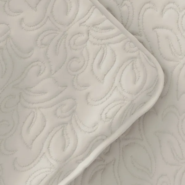 Quilts-Kirkland's Home Natural Stitched Floral 3-Pc. King Quilt Set Ivory