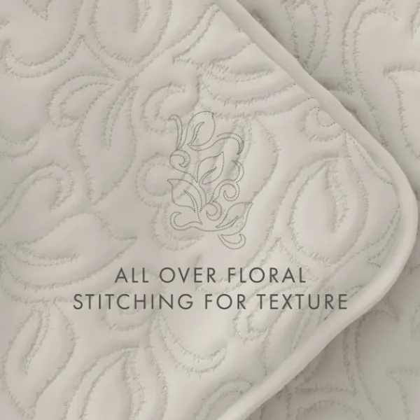 Quilts-Kirkland's Home Natural Stitched Floral 3-Pc. King Quilt Set Ivory