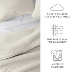 Quilts-Kirkland's Home Natural Stitched Stripes 3-Pc. Queen Quilt Set Tan/Ivory