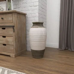 Vases-Kirkland's Home Natural Stone Two-Tone Coastal Vase Gray/White