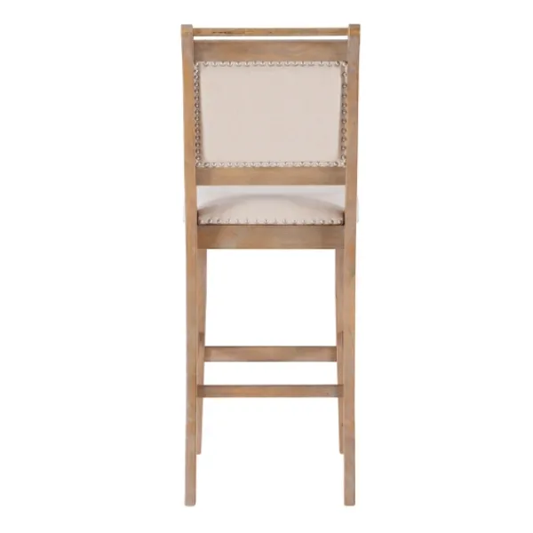 Bar Stools & Counter Height Stools-Kirkland's Home Natural Striped Upholstered Wood Frame Bar Stool Tan