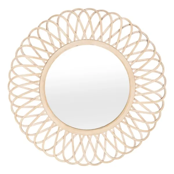Framed Mirrors-Kirkland's Home Natural Tan Daisy Spiral Wicker Framed Mirror
