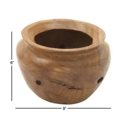 Decorative Bowls & Jars-Kirkland's Home Natural Teak Wood Banga Bowl Brown