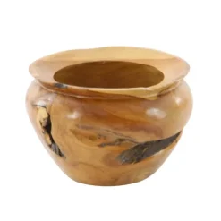 Decorative Bowls & Jars-Kirkland's Home Natural Teak Wood Banga Bowl Brown