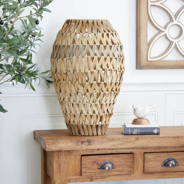 Vases-Kirkland's Home Natural Tone Faux Seagrass Coastal Vase Tan